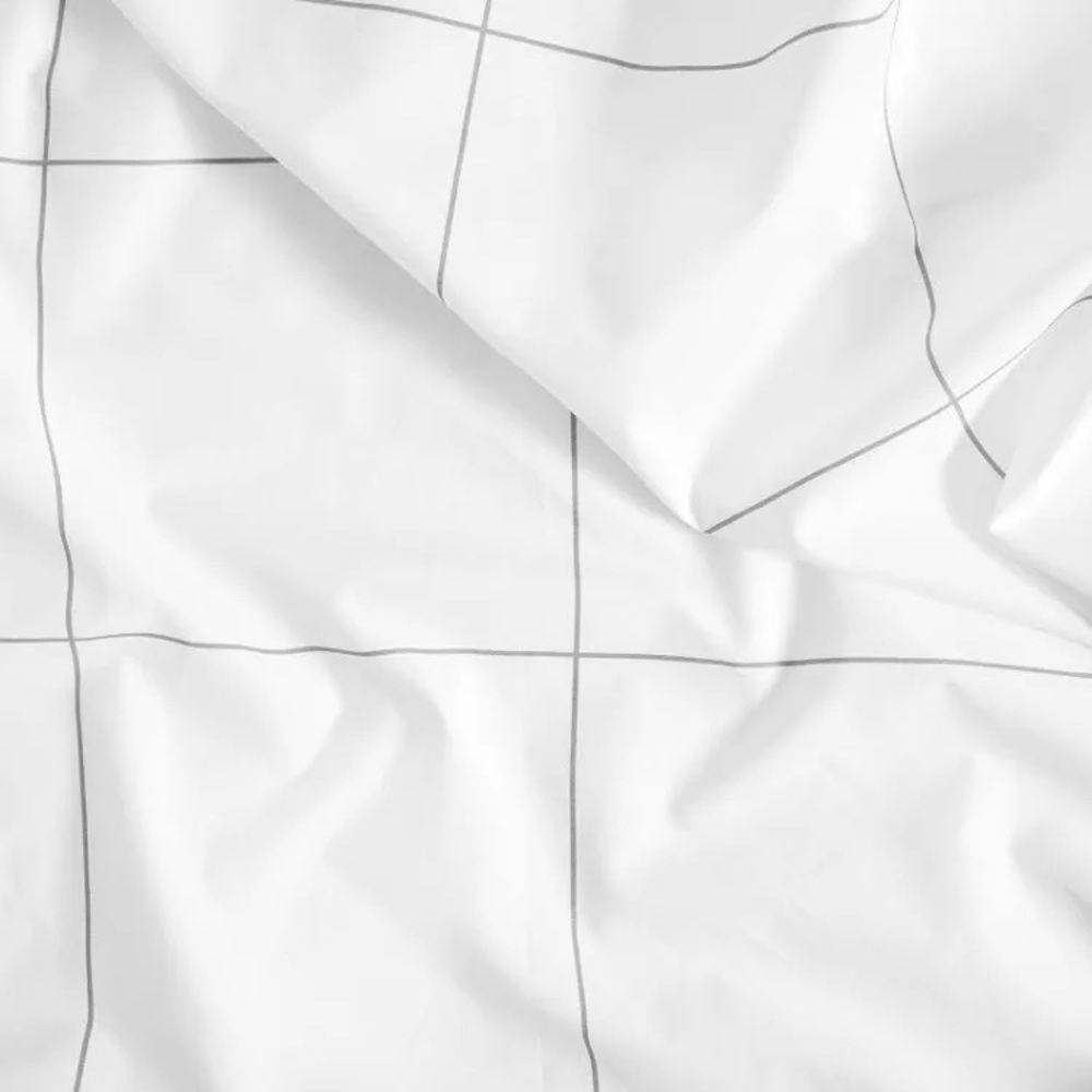 Brooklinen Twin Percale Cotton Sheet Set White with Gray Windowpane